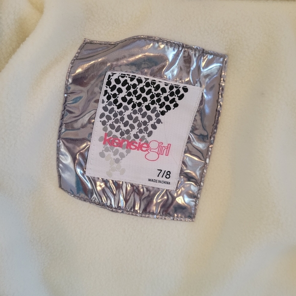 Kensie Girl Pewter Metallic Sherpa-Lined Puffer Jacket Girls size 7/8 - Picture 7 of 16